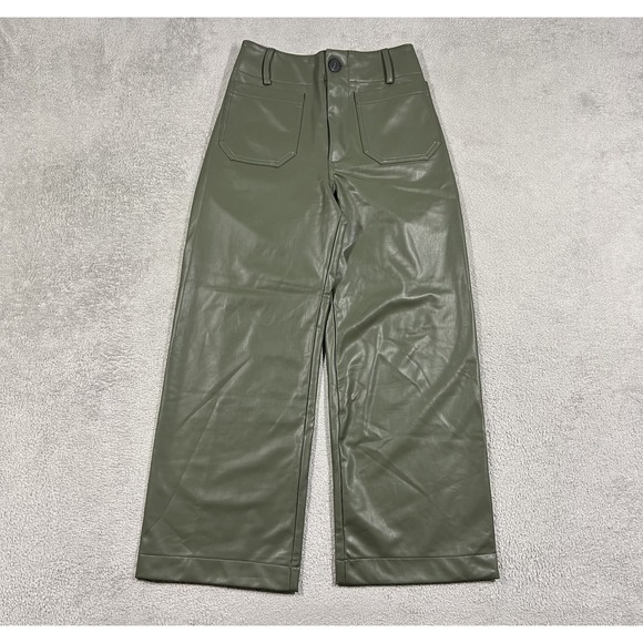 Maeve Pants - Maeve The Colette Pants Womens 26 Wide Leg Faux Leather Cropped Patch Pockets